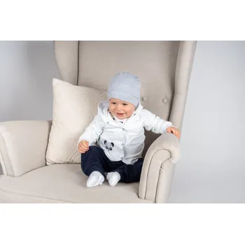 Kojenecká čepice AMÁLKA Bavlněná šedá nasazovací čepička Velikost: 56-62