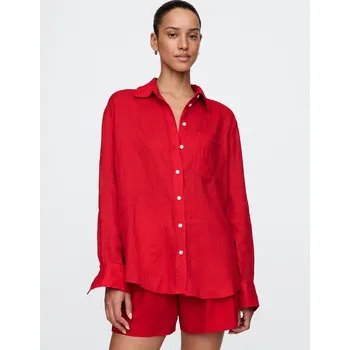 Dámská košile GAP Lněná oversize košile Big Shirt - Dámské GAP červená 3280124