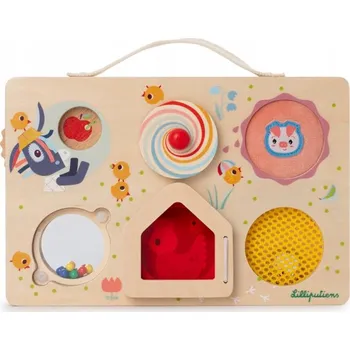 Dřevěná hračka Activity board Lilliputiens Dobrodružství na farmě dřevěný panel 24 x 3,5 x 16 cm