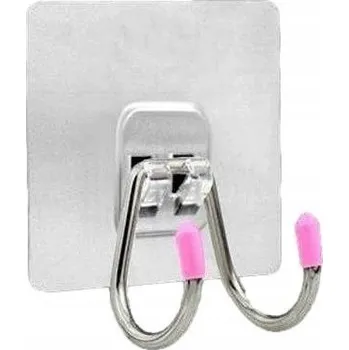 Věšák DVOJITÝ HÁČEK VĚŠÁK Z NEREZOVÉ OCELI RŮŽOVÉ KRYTKY