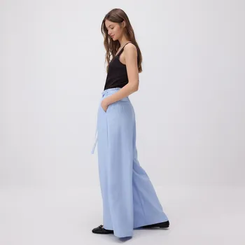 Dámské kalhoty Reserved - Volné kalhoty s vázáním - světle modrá - YT285-50X - YT285-50X-M