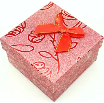 Dárková krabička Pro Háčkování Krabička s mašličkou 9x9x5,5 cm růže, červená