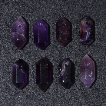 Přívěsek 1-5 ks šestihranný přívěsek z minerálu | Přívěsek, přírodní kámen - Č.5 Ametyst , 9x20mm-1ks