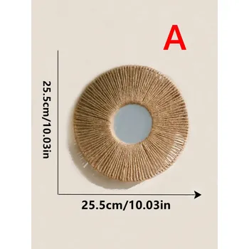 Zrcadlo Kulaté boho zrcadlo s jutovým provazem | nástěnné zrcadlo, dekorace - TK-M01581