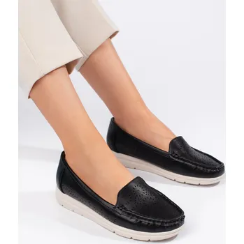 Dámské mokasíny Černé děrované mokasíny VE02B Velikost: 36