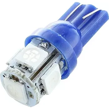 Autožárovka LED T10 - 5 x LED SMD MODRÉ - bezpaticové, 1ks (Parkovací světlo T10 - 5 x LED SMD - bezpaticové, 1ks)