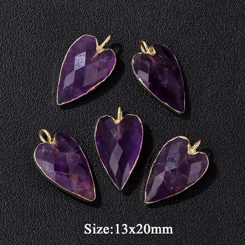Přívěsek Přírodní přívěsek ve tvaru srdce | šperky ruční výroba 2 ks - Č.16 ametyst