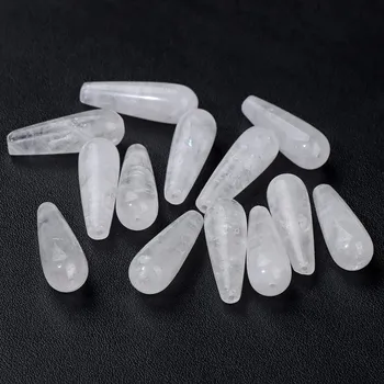 Dětské navlékací korálky Přírodní minerální korálky 10x30mm | přírodní kamenné korálky, minerální korálky - Č.8 Čirý křemen , 2 kusy