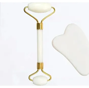 Masáž Jade roller gua sha masážní kámen pro obličej a tělo | masážní pomůcky - Bílá sada