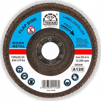 Brusný kotouč Brusný kotouč TEDIAM 125 mm P120 na dřevo a ocel