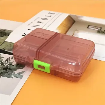 Krabička na léky s přihrádkami | Cestovní lékovka, rozdělovač léků - Transparentní-káva