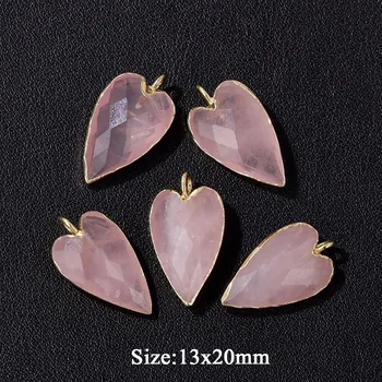 Přívěsek Přírodní přívěsek ve tvaru srdce | šperky ruční výroba 2 ks - NO.2 Růženín