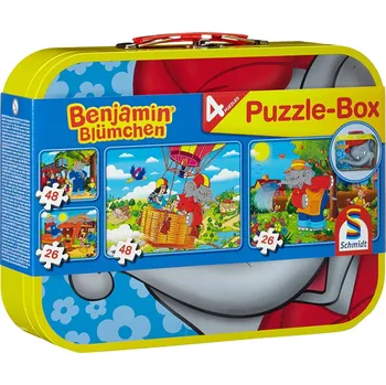 Puzzle Puzzle Puzzle Benjamin Kvítko 4v1 v plechovém kufříku (26,26,48,48 dílků)