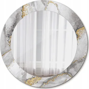 Zrcadlo Moderní Kulaté Zrcadlo s mramorovým vzorem, 60 cm