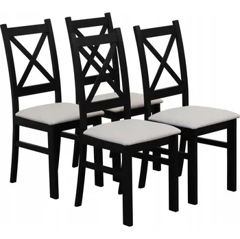 Jídelní židle Sada 4x Čalouněná židle do obývacího pokoje jídelny kuchyně Černá/Béžová