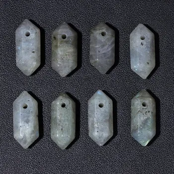 Přívěsek 1-5 ks šestihranný přívěsek z minerálu | Přívěsek, přírodní kámen - Č. 7 Labradorit , 9x20mm-3KS