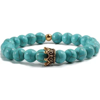 Náramek Náramek z minerálů pro páry | náramek dámský, pánský náramek s motivem korunky 01 - Modrá G