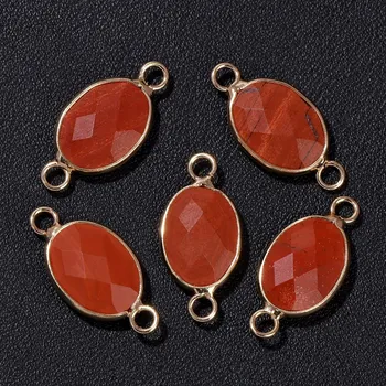 Přívěsek Přívěsek přírodní kámen oválný | šperk, amulet - Č.4 Červený kámen , 5 kusů