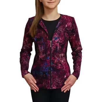 Dámské sako Sako Sabatti růžové s modrým vzorem na zip Velikosti Sabatti: 54