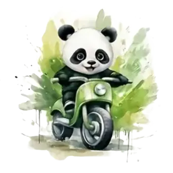 Nažehlovací obrázek - panda na motorce (dva rozměry), Velikost: Malý