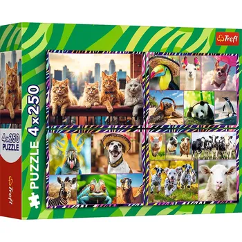 Puzzle TREFL Puzzle Zábavná zvířata 4x250 dílků