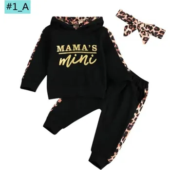 3 dílný kojenecký set - Mikina, tepláky a čelenka s nápisem "Mama's Mini" Věk: 0-6 měsíců, Set: černý