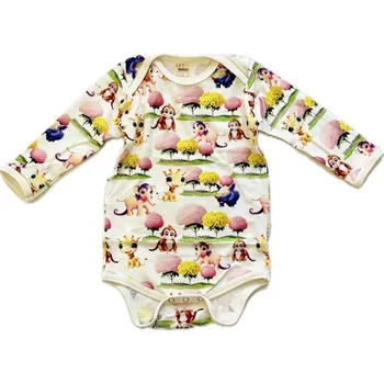 Kojenecký body FARMERS® Dětské body BAMBUS DIGI ANIMALS 5 dlouhý rukáv Velikost: 68