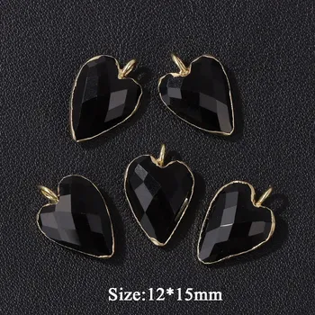 Přívěsek Přírodní přívěsek ve tvaru srdce | šperky ruční výroba 2 ks - Č.5 Černý achát