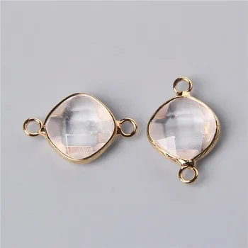 Přívěsek Kosočtvercový přívěsek 14mm | výroba šperků 2 ks - Č.3 Čirý křemen