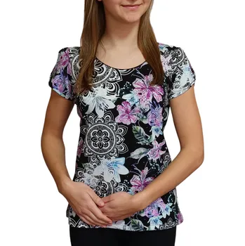 Dámská halenka Halenka Sabatti černá s bílými a růžovými květy Velikosti Sabatti: 48