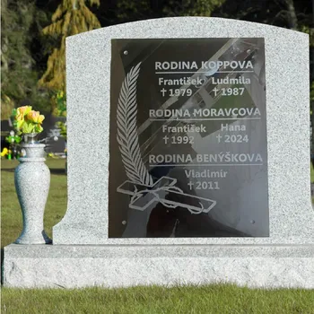 Smuteční dekorace Náhrobní desky z černého skla, nápisové desky na hrob ze skla