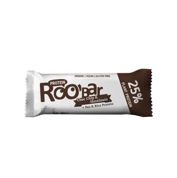 Roo'bar Bio vysokoproteinová tyčinka s čokoládovými kousky a lískovými ořechy 40 g