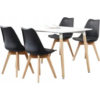 Jídelní stůl Jídelní stůl 110x70 cm se 4 židlemi, skandinávský styl, dřevo