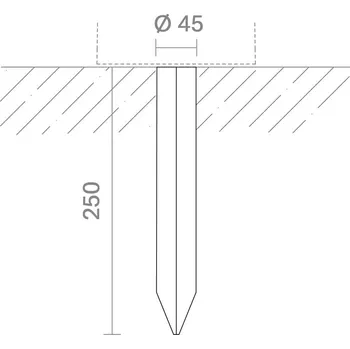 Venkovní osvětlení KLEWE zemní kolík pro solární lampy, délka 25 cm, nerezová ocel antracitová - Doprava zdarma