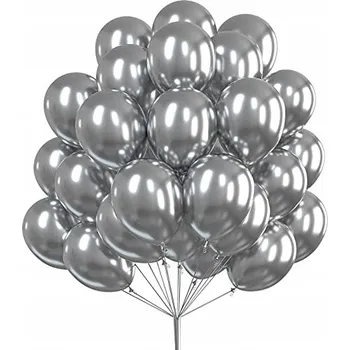 Balónek 25 kusů Lesklé STŘÍBRNÉ chromové balónky XXL stříbrné