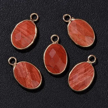 Přívěsek Přívěsek přírodní kámen oválný | šperk, amulet - Č.3 Červený kámen , 5 kusů
