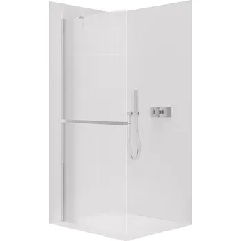 CERANO - Sprchová zástěna Walk-in Onyx Y L/P - 8 mm + polička/držák na ručníky - chrom, rýhované sklo - 110x200 cm