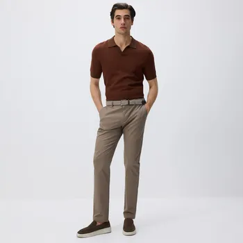 Pánské kalhoty Reserved - Kalhoty chino slim s páskem - hnědá - 626DT-88X - 626DT-88X-29