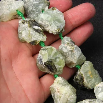 Korálek Minerální korálky surové | Minerální korálky, surové minerály - Prehnite , 14-16 kusů
