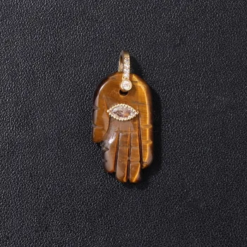 Přívěsek Fatimina ruka přívěsek ochranný amulet | Přívěsek, talisman - Č.2 Tygří oko
