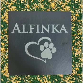 Smuteční dekorace JWD Náhrobní deska pro psa z břidlice s jeho vlastní fotkou. břidlice 20x20
