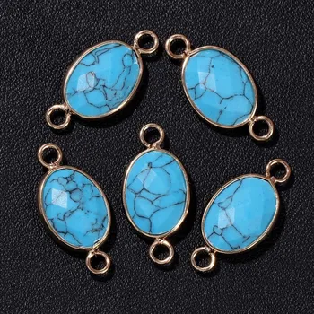 Přívěsek Přívěsek přírodní kámen oválný | šperk, amulet - Č.2 Tyrkysová , 5 kusů