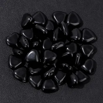 Dětské navlékací korálky 3-10 ks Minerální korálky ve tvaru srdce 10mm | minerální korálky, přírodní kameny - Obsidián , 10mm x 3ks