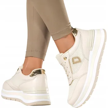 Dámské tenisky Dámské sportovní boty Sneakers Béžové Šněrovací Na Platformě vel. 39