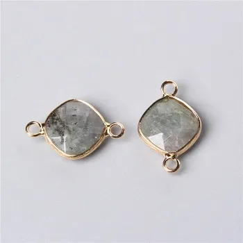 Přívěsek Kosočtvercový přívěsek 14mm | výroba šperků 2 ks - Č. 13 Labradorit