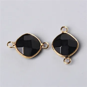 Přívěsek Kosočtvercový přívěsek 14mm | výroba šperků 2 ks - Č.5 Černý achát