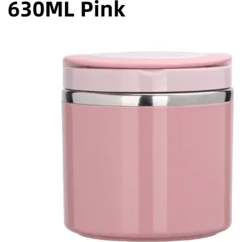 Svačinový box Termomiska na jídlo z nerezové oceli | Nerezový box - Růžová - 630 ml