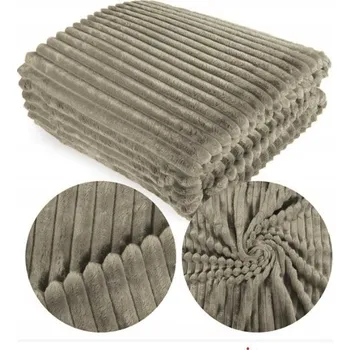 Přehoz na lůžko Přehoz/deka na postel s vytlačovaným vzorem proužků, 200x220 cm, tmavě béžová