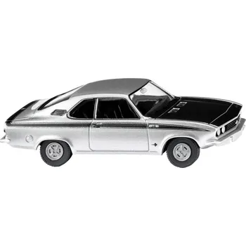 Modelová železnice Wiking 082712 H0 model osobního automobilu Opel Manta a GT/E, stříbrná metalická