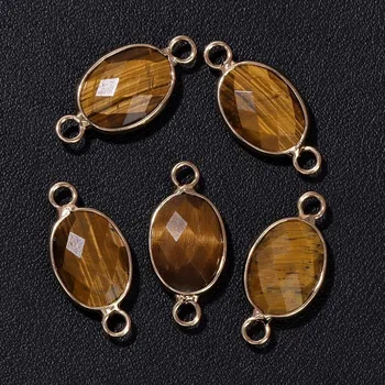 Přívěsek Přívěsek přírodní kámen oválný | šperk, amulet - Č.10 Tygří oko , 5 kusů